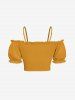 Plus Size Cinched Ruched Ruffles Cold Shoulder Cami Top -  