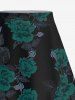 Plus Size Valentine's Day Rose Flowers Leaf Print Split Skirt -  