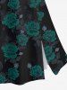Plus Size Valentine's Day Rose Flowers Leaf Print Split Skirt -  