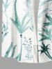 Plus Size Coconut Tree Flowers Print Buttons Pocket Hawaii Shirt For Men -  