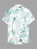 Plus Size Coconut Tree Flowers Print Buttons Pocket Hawaii Shirt For Men -  