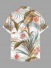Chemise hawaïenne grande taille pour homme, à imprimé floral tropical et feuilles, boutons et poche. - Blanc 5XL