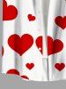 Plus Size Valentine's Day Heart Print Buttons Pocket Shirt For Men -  