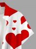 Plus Size Valentine's Day Heart Print Buttons Pocket Shirt For Men -  