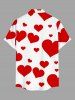 Plus Size Valentine's Day Heart Print Buttons Pocket Shirt For Men -  