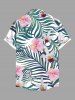 Chemise hawaïenne grande taille pour homme, à imprimé feuilles tropicales et fleurs d'hibiscus, boutons et poche. - Vert profond 5XL