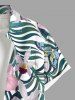 Plus Size Hibiscus Flowers Tropical Leaf Print Buttons Pocket Hawaii Shirt For Men -  