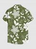 Chemise hawaïenne grande taille à imprimé floral et feuilles, boutons et poche pour homme - Vert 5XL