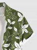 Chemise hawaïenne grande taille à imprimé floral et feuilles, boutons et poche pour homme - Vert 5XL