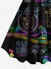 Robe débardeur hawaïenne à imprimé cœur, avec microphone et écouteurs grande taille, idéale pour les fêtes musicales. - Noir L
