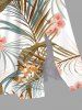 Plus Size Flowers Tropical Leaf Print Split Hawaii Midi Dress -  