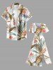 Plus Size Flowers Tropical Leaf Print Split Hawaii Midi Dress -  