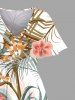 Plus Size Flowers Tropical Leaf Print Split Hawaii Midi Dress -  
