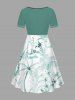 Robe hawaïenne grande taille à imprimé de fleurs de cocotiers et ceinture - Vert S