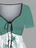 Robe hawaïenne grande taille à imprimé de fleurs de cocotiers et ceinture - Vert S