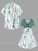Robe hawaïenne grande taille à imprimé de fleurs de cocotiers et ceinture - Vert S