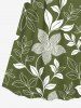 Robe à bretelles croisées à imprimé floral et feuilles grande taille, style hawaïen - Vert L