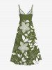 Robe à bretelles croisées à imprimé floral et feuilles grande taille, style hawaïen - Vert L