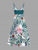 Robe cache-cœur hawaïenne à imprimé de fleurs d'hibiscus et de feuilles tropicales, grande taille - Vert profond XS