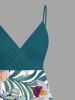 Robe cache-cœur hawaïenne à imprimé de fleurs d'hibiscus et de feuilles tropicales, grande taille - Vert profond XS