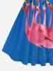 Plus Size Flamingo Print Hawaii Swing A Line Dress -  
