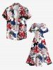 Robe midi trapèze grande taille à imprimé gorille, feuilles tropicales et hibiscus, style hawaïen, avec poches fendues - Blanc L
