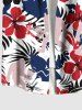 Chemise à poches boutonnées grande taille pour homme, imprimé gorille, fleurs d'hibiscus et feuilles tropicales, style hawaïen - Rouge 4XL