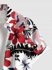 Chemise à poches boutonnées grande taille pour homme, imprimé gorille, fleurs d'hibiscus et feuilles tropicales, style hawaïen - Rouge 4XL