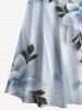 Plus Size Ombre Flower Leaf Butterfly Print Hawaii Cold Shoulder Crisscross A Line Maxi Dress -  