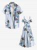 Plus Size Ombre Flower Leaf Butterfly Print Hawaii Cold Shoulder Crisscross A Line Maxi Dress -  