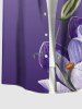 Chemise hawaïenne à imprimé floral ombré grande taille et poche boutonnée pour homme - Pourpre  5XL