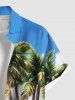 Plus Size Coconut Tree Sea Cool Cat Print Hawaii Button Pocket Shirt For Men -  