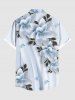 Chemise hawaïenne à poches boutons, imprimé floral ombré grandes tailles pour hommes - Bleu Poudre S