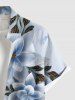 Chemise hawaïenne à poches boutons, imprimé floral ombré grandes tailles pour hommes - Bleu Poudre S