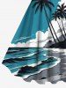 Robe débardeur hawaïenne grande taille à imprimé cocotier, vagues et nuages - Vert S