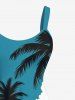 Robe débardeur hawaïenne grande taille à imprimé cocotier, vagues et nuages - Vert S