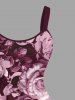 Plus Size Valentine's Day Rose Flower Tassel Ombre Print Tank Dress -  