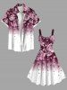 Robe débardeur grande taille à imprimé ombré et pompons roses pour la Saint-Valentin - Pourpre  M