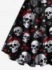 Plus Size Valentine's Day Skulls Heart Rose Flower Print Tank Dress -  