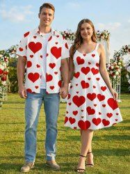 Ensemble assorti grande taille à imprimé cœur pour la Saint-Valentin, pour couples - Rouge 