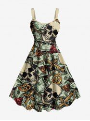 Robe débardeur grande taille à imprimé tête de mort et diamant - Noir XXS