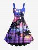 Coconut Tree Illumination Ombre Galaxy Print Plus Size Matching Hawaii Beach Outfit For Couples -  