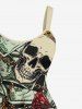 Skull Dollar Diamond Print Plus Size Matching Hawaii Beach Outfit For Couples -  