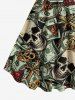 Skull Dollar Diamond Print Plus Size Matching Hawaii Beach Outfit For Couples -  