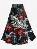 Ensemble assorti Hawaï à imprimé floral tropical et feuilles, grandes tailles - Rouge foncé 