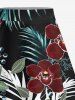 Ensemble assorti Hawaï à imprimé floral tropical et feuilles, grandes tailles - Rouge foncé 