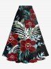 Ensemble assorti Hawaï à imprimé floral tropical et feuilles, grandes tailles - Rouge foncé 