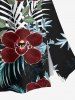 Ensemble assorti Hawaï à imprimé floral tropical et feuilles, grandes tailles - Rouge foncé 