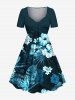Hibiscus Flower Tropical Leaf Print Plus Size Matching Hawaii Beach Outfit For Couples -  