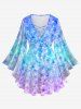 Galaxy Ombre Sparkling Sequin Glitter 3D Print Plus Size Matching Set -  